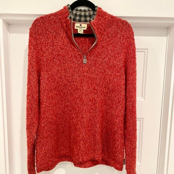Woolrich Women's Ruby Red 1/4 Zip Long Sleeve Pullover Knit Sweater, Size XL - Picture 1 of 5